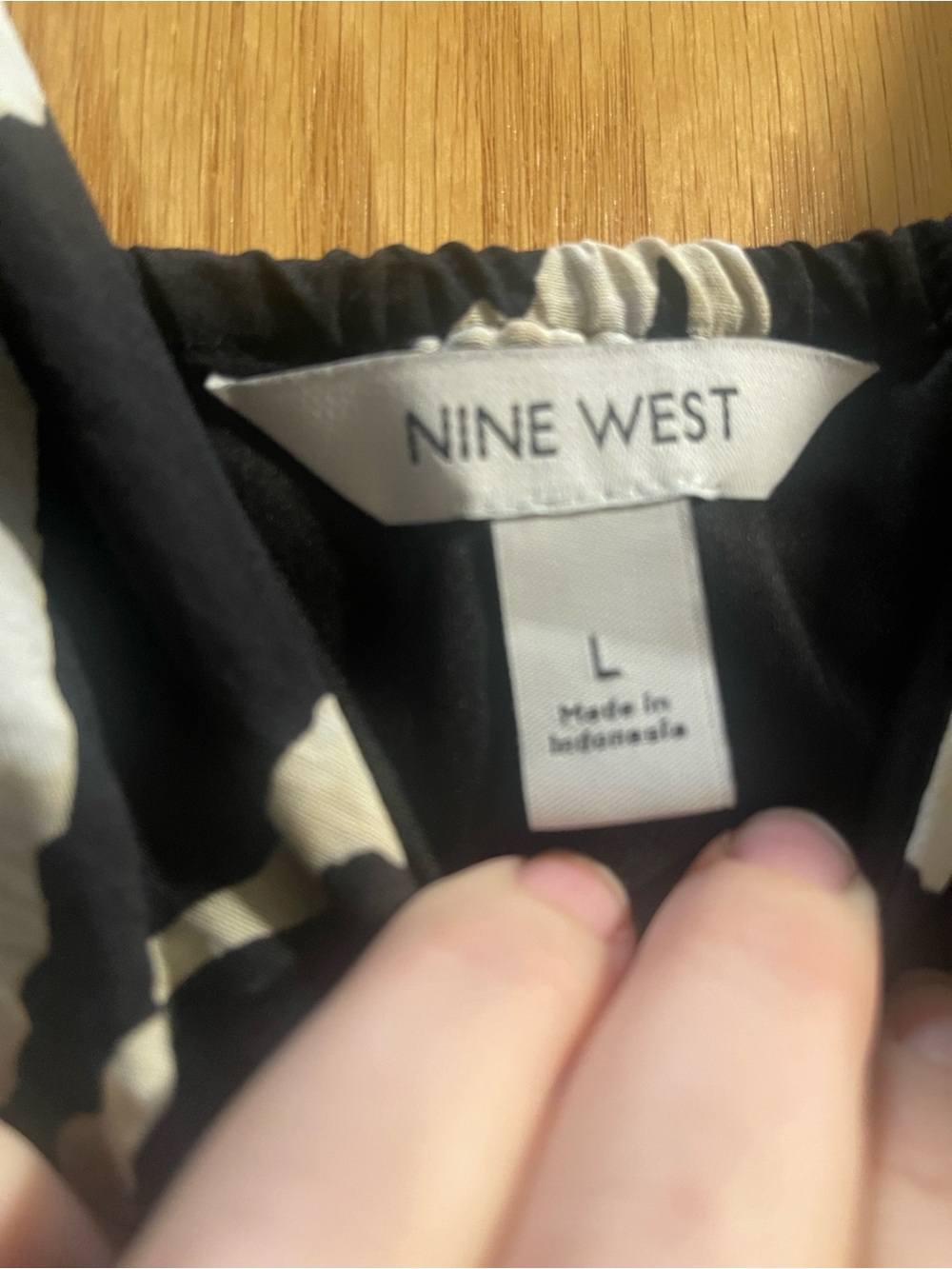 Nine West Black and White Abstract Ruffle-Shoulder Maxi Dress - Picture 2 of 3